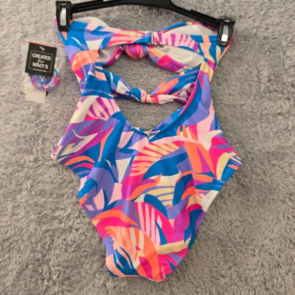 Salt + Cove Juniors Tropical Breeze Knot Multi One Piece Swimsuit XS NWT - Picture 4 of 10